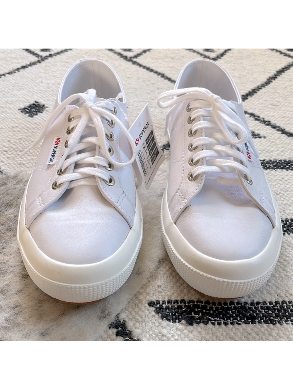 Superga Women's 2750 Nappa Leather Optical White-Favorio Classic Sneaker—7 - Picture 3 of 9